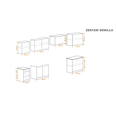 Zestaw mebli kuchennych 240 cm Sewilla Sonoma+Biały UC